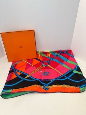 Hermès Multicolor Silk Scarf - Vibrant Equestrian Print